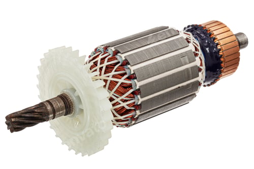 Preview: Rotor or of anchor electric motor closeup, isolated on white background