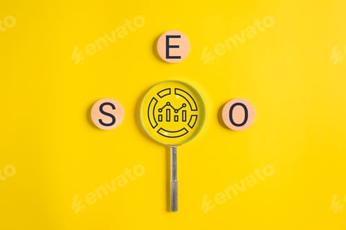 Preview: SEO text on wooden cube, Search engine optimization ranking, SEO