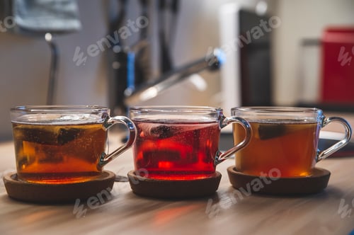 Preview: Close up on Colored Herbal tea cups
