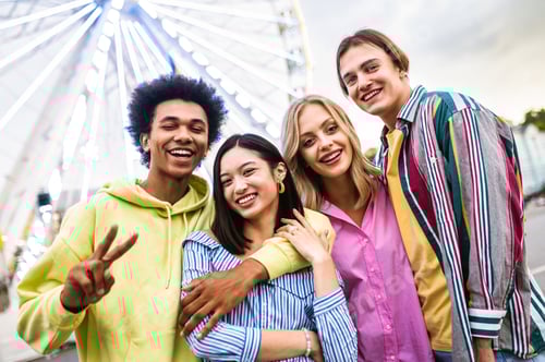 Preview: Group of multiethnics young friends having fun together