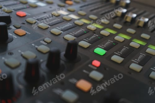 Preview: Equipment for DJ and musicians sound mixer.