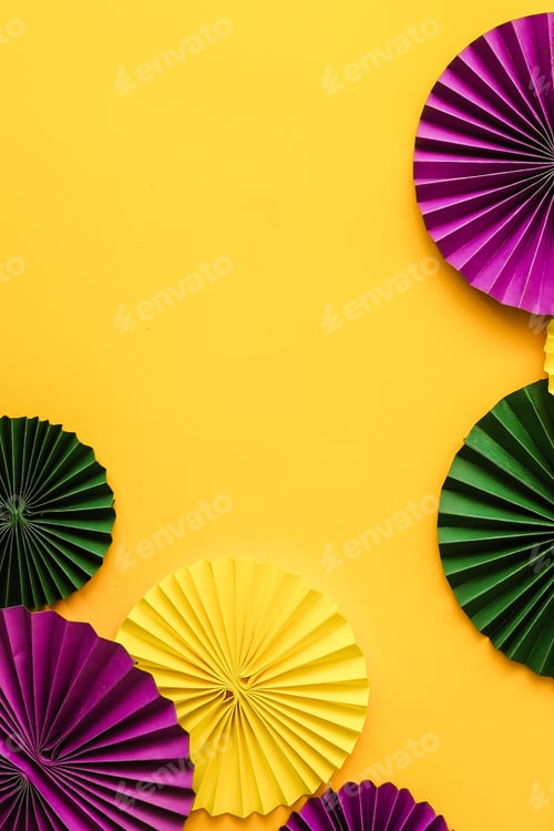 Preview: Mardi Gras.Colorful group of Mardi Gras or venetian mask on yellow,Mardi gras carnival decoration be