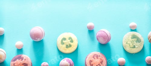 Preview: composition with spa items on a colored background