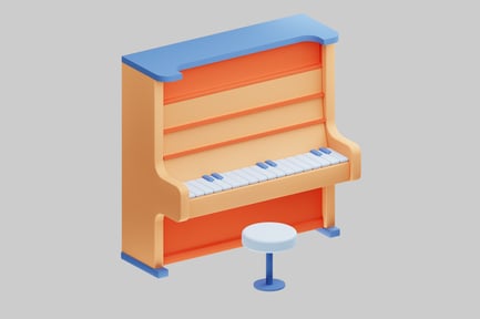 Preview: Piano and Stool Set in Elegant Design
