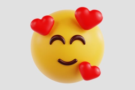 Preview: 3D Smiling Face With Hearts Emoji