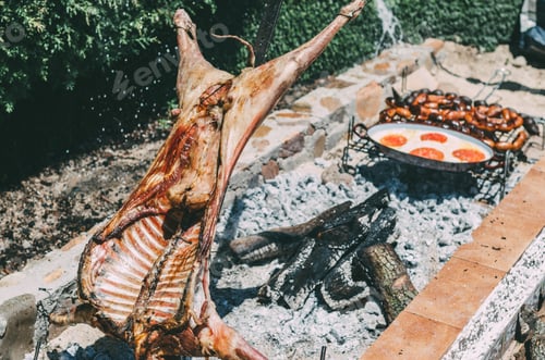 Preview: Lamb roasting in a barbecue