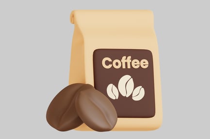 Preview: Coffee bag with almonds and label
