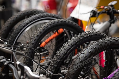 Preview: Modern bicycles in the sports shop.
