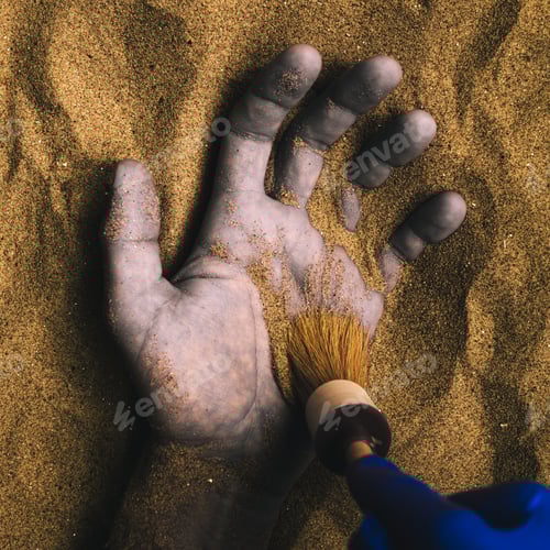 Preview: Forensic expert discovering dead body buried in desert sand