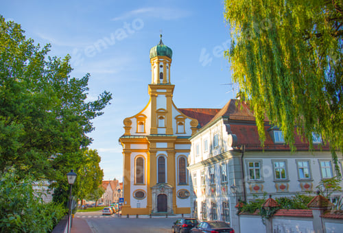 Preview: Studienkirche in the old town. Neuburg an der Donau, Germany – May 25, 2024