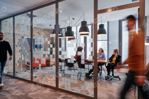 Preview: In the dynamic hustle and bustle of a business environment, a group of young business professionals