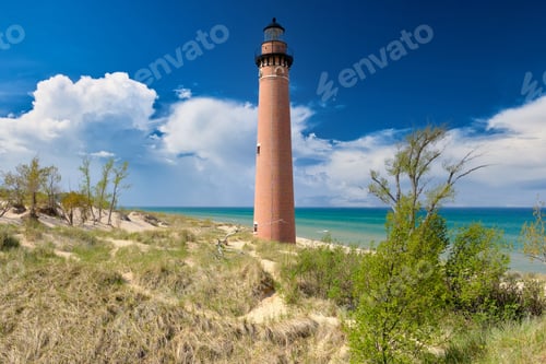 Preview: Little Sable Point Lighthouse in dunes, built in 1867