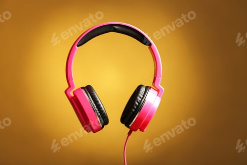 Preview: Stylish headphones with pads on color background
