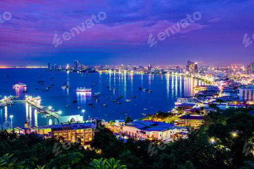Preview: Pattaya City at night scene landmark in Thailand