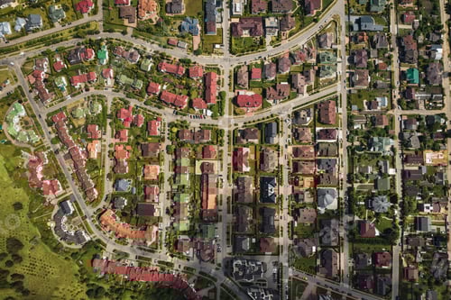 Preview: aerial photography from above of a large number of houses in the Eastern district of Minsk.The