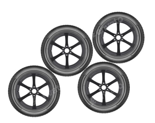 Preview: Car wheels on white background isolated in the closeup