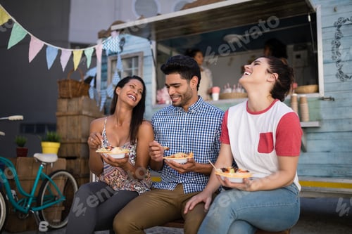 Preview: Friends interacting while having snacks