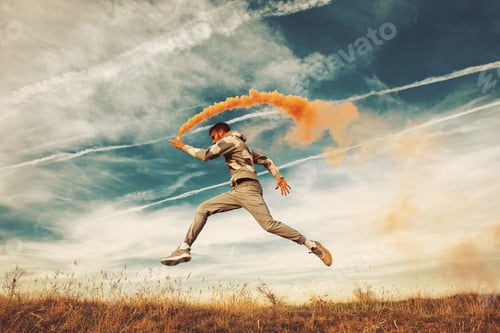 Preview: Young man running in the nature