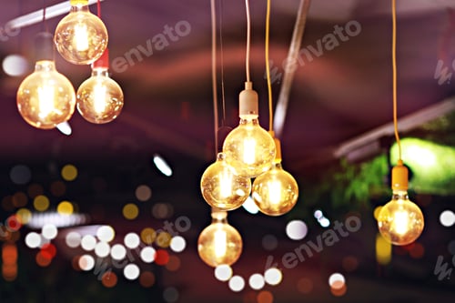 Preview: Ceiling bulb lights indoor blur bokeh background