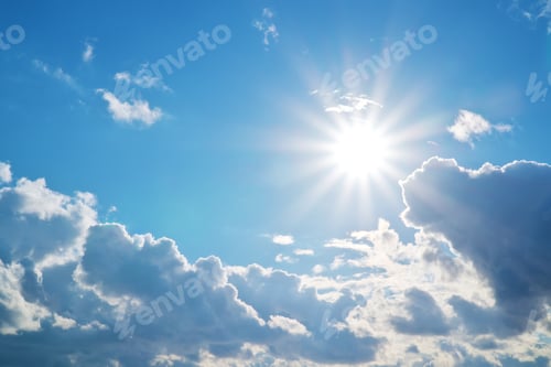 Preview: Blue Sky with Clouds and Shining Sun