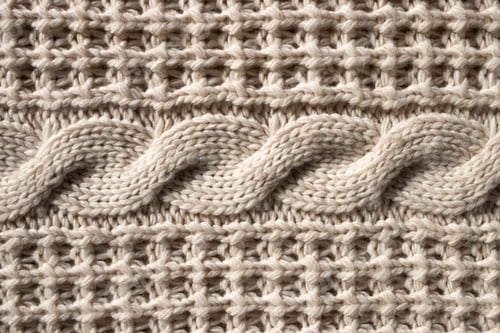 Preview: Woolen knitted sweater texture. Close-up, top view.