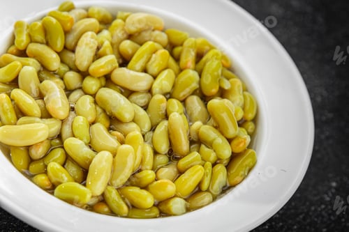 Preview: Beans flageolet green bean fresh delicious gourmet food background on the table rustic food top view
