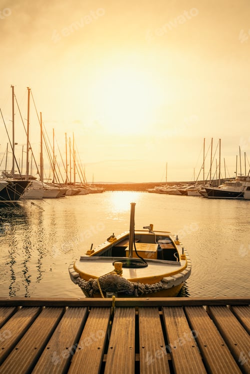Preview: Boat at sunset in Adriatic sea