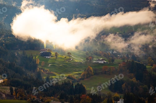 Preview: Dolomite mountains in autumn colors.