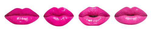 Preview: Female lips with bright magenta lipstick isolated on white, collage