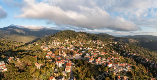 Preview: Greece village Kosmas on mountain Parnonas aerial drone view, Peloponnese