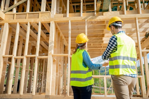 Preview: Construction engineer and architect consult plans on building site