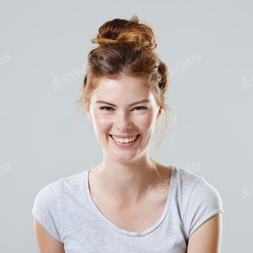 Preview: Radiantly beautiful. Cropped studio portrait of a beautiful young woman against a gray background.