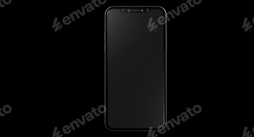 Preview: Closeup shot of a black smartphone on a black background