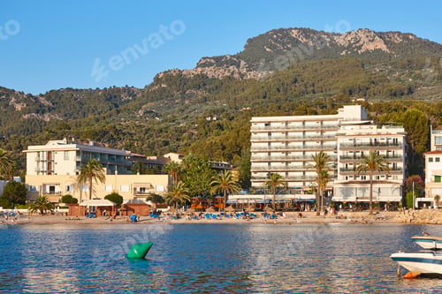 Preview: Mediterranean coastline in Balearic islands. Puerto de Soller. Mallorca, Spain