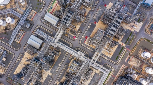 Preview: Oil refinery plant at industrial zone, Aerial view oil and gas business petrochemical industrial.