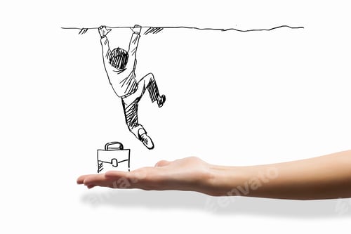 Preview: Hand Drawing Image Of Businessman. Business Challenge