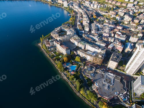 Preview: Aerial view of Montreux waterfront, Switzerland