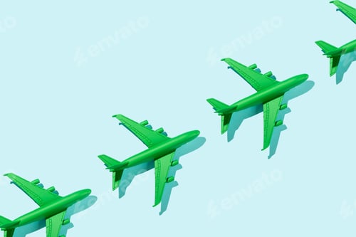 Preview: Sustainable aviation concept - green plane.