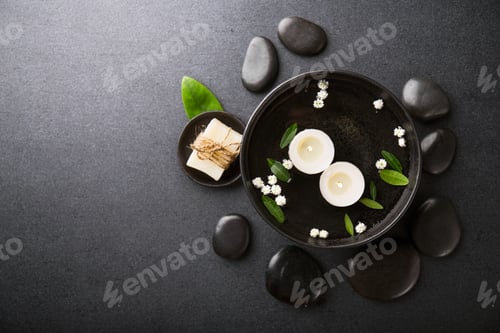 Preview: Spa accessories on dark background