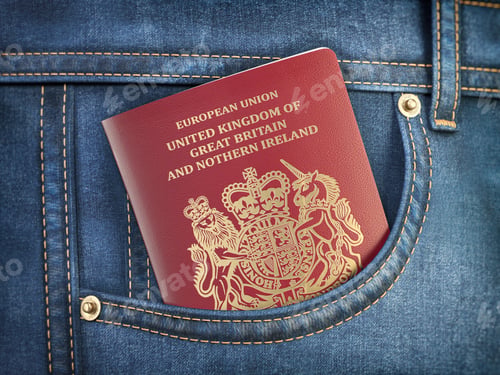 Preview: UK United Kingdom passport in pocket jeans