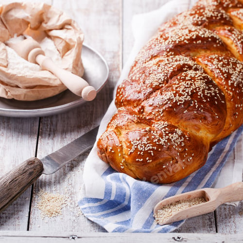 Preview: Challah bread with sesame seeds. Pastry.Bread