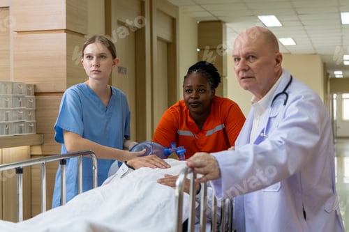 Preview: Emergency medical team rushing patient on stretcher