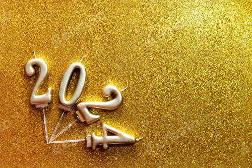 Preview: Christmas background with gold 2024 candles numbers.