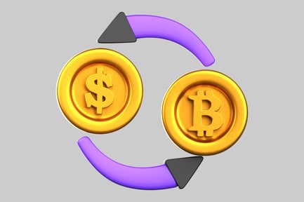 Preview: Two gold coins with dollar and Bitcoin symbols.