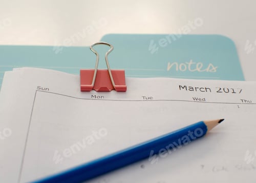 Preview: Workspace desk with calendar and pencil and folder