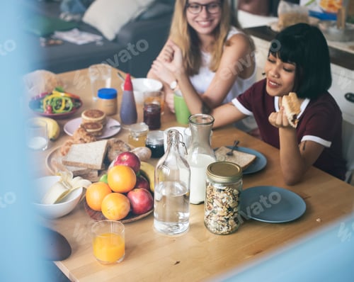 Preview: A group of diverse women having breakfast together