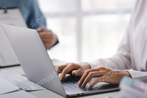 Preview: office girl's hands typing input data