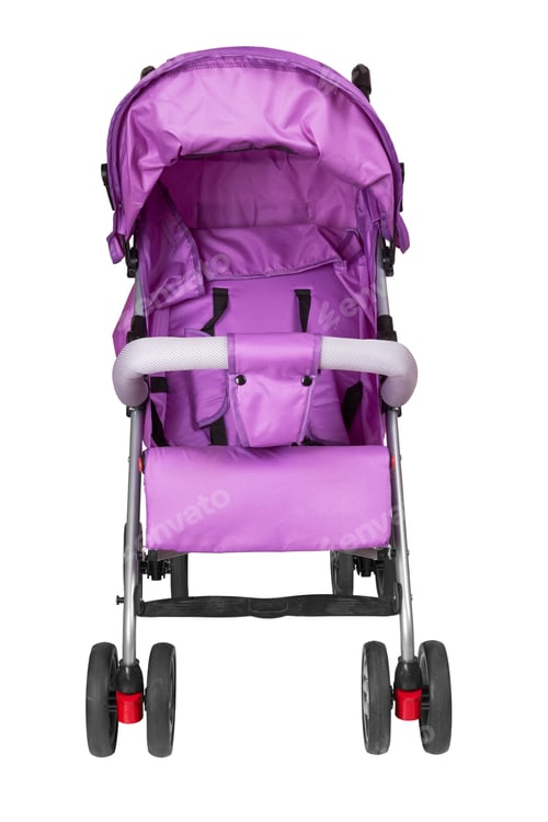 Preview: Purple Baby Stroller Isolated on White Background