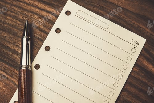 Preview: Luxurious rollerball pen and empty to do list