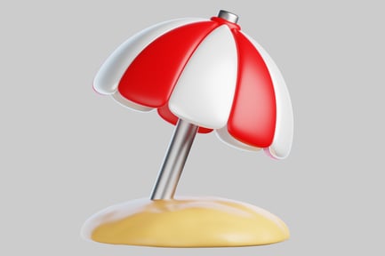 Preview: Rounded red and white beach umbrella